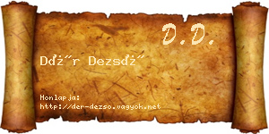 Dér Dezső névjegykártya
